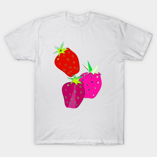 Three giant strawberries T-Shirt by Slownessi